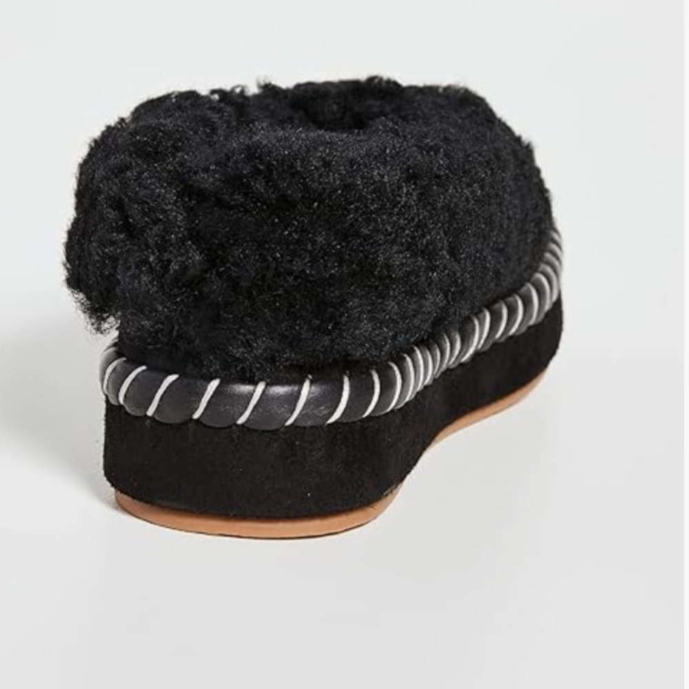 Tory Burch Women's Shearling Slippers in Black Suede Size 5.5 -NWOT - Picture 2 of 4